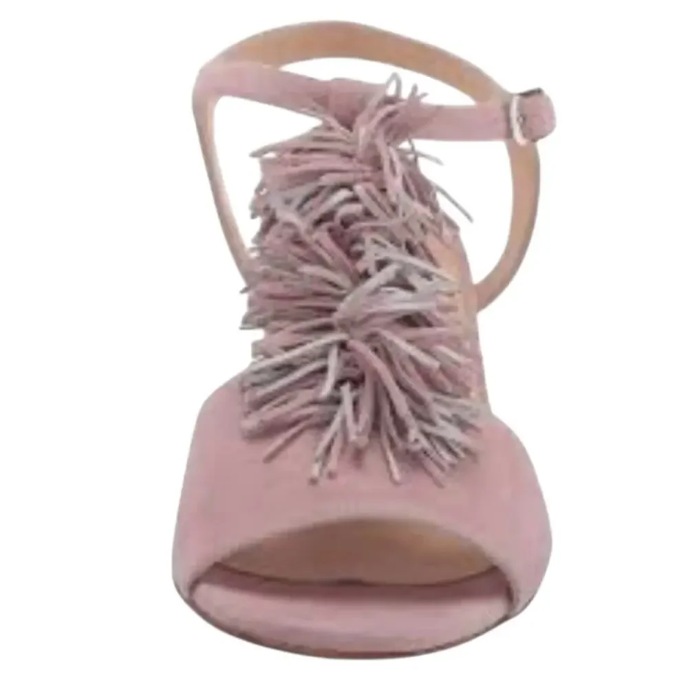 Cordani Nash Blush Suede Sandals SZ 8 (EU 38.5) Made in Italy Fringe Dusty Pink